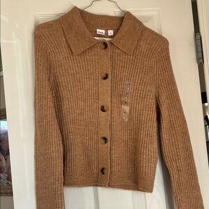 GAP Ribbed Button-Up Cardigan - Camel Brown NWT